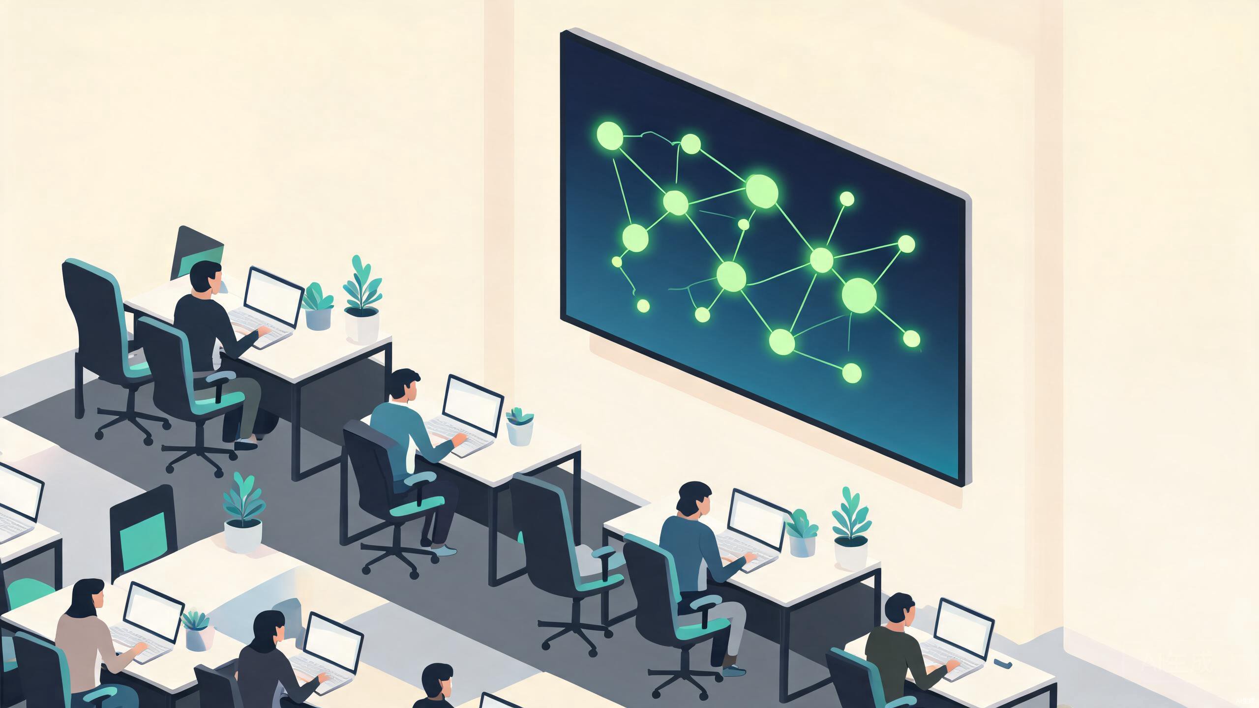 Northwind Financial — fintech office with network display