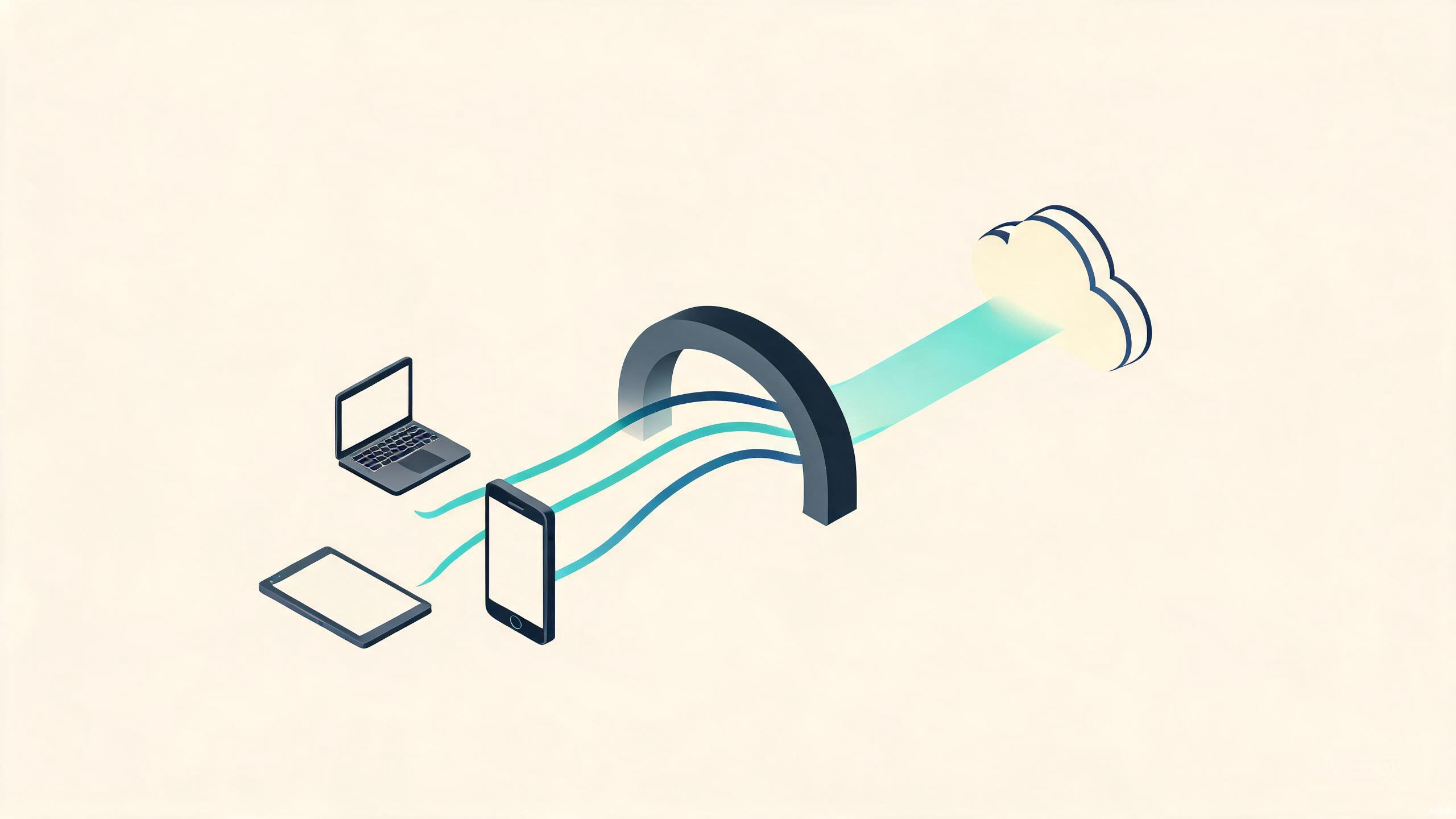 Device traffic converging through one gateway arch toward the open internet
